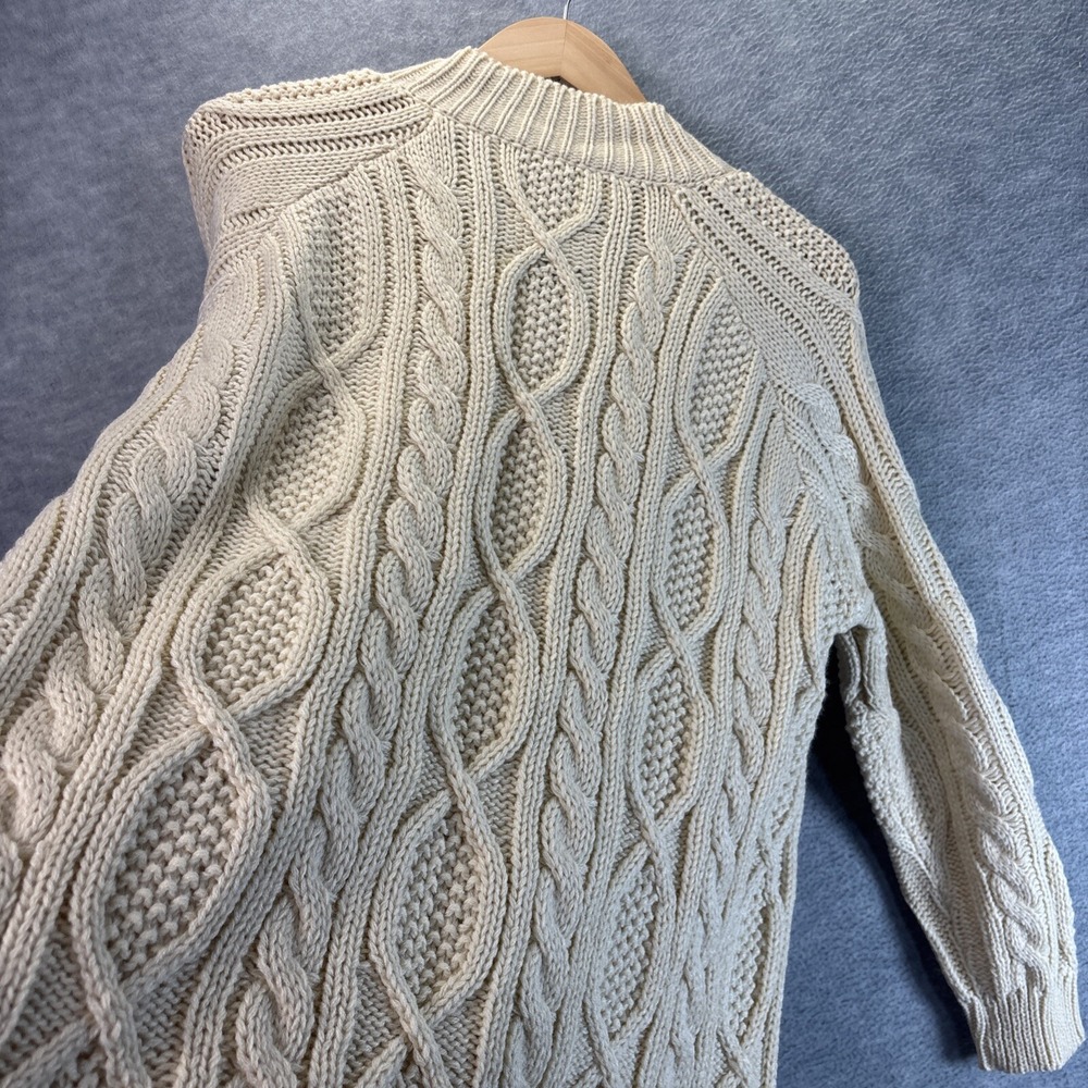 Chunky Cable Knit Fisherman Cardigan Sweater Big Buttons Soft Tunic Oversized OS - Picture 11 of 12